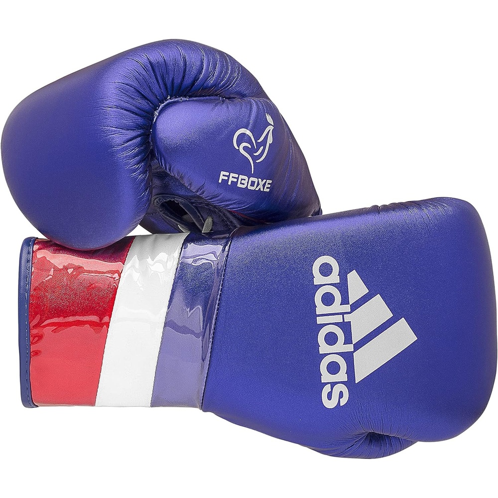image:imageadidas Speed 500 Pro Boxing Gloves Genuine Leather Training Gloves for Men amp Women LaceUp Heavy Bag amp Kickboxing GlovesMET BLUEREDSILVER