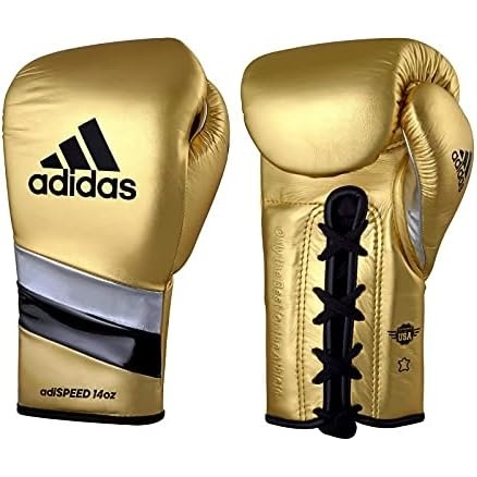 image:imageadidas Speed 500 Pro Boxing Gloves Genuine Leather Training Gloves for Men amp Women LaceUp Heavy Bag amp Kickboxing GlovesMET GOLDSILVERBLACK
