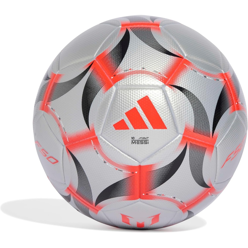 image:imageadidas UnisexAdult Messi League Soccer BallSilver MetallicLucid RedBlack