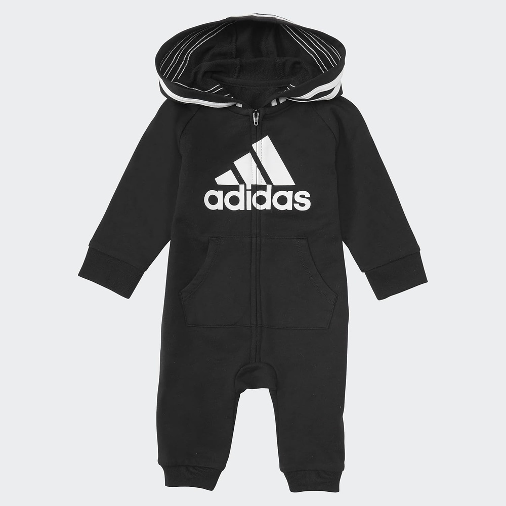 image:imageadidas babyboys Infant Girls and Baby Boys Long Sleeve Hooded CoverallBlack