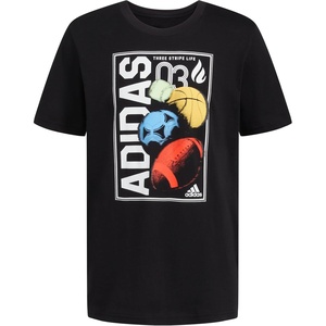 Adidas Boys Short Sleeve T-Shirt Sports Graphic Tee Shirt(Black Global)