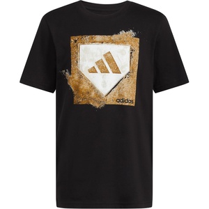 Adidas Boys Short Sleeve T-Shirt Sports Graphic Tee Shirt(Black Home Plate)