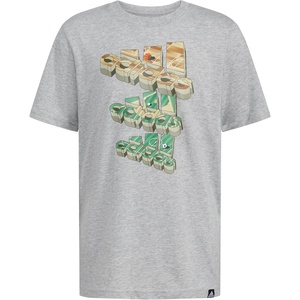Adidas Boys Short Sleeve T-Shirt Sports Graphic Tee Shirt(Heather Grey Block)