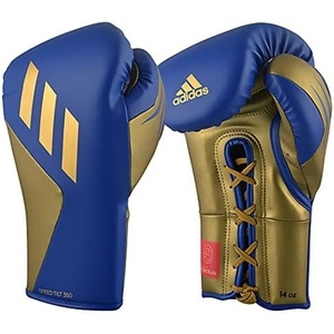 Adidas Tilt 350 Pro with Lace Closure – with New Tilt Technology – for Men, Women, Unisex – Sustainable Vegan Leather Boxing. Kickboxing, MMA Training Gloves(Blue/Gold)