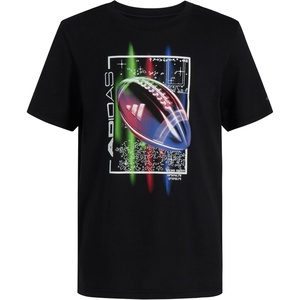 adidas Boys Short Sleeve World Cup Two Color Logo Tee(New Black Football)