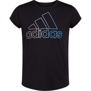 adidas Girls’ Short Sleeve Scoop Neck Tee T-Shirt(Black With Multicolor)