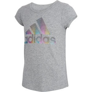 adidas Girls’ Short Sleeve Scoop Neck Tee T-Shirt(Medium Grey Heather)