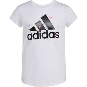 adidas Girls’ Short Sleeve Scoop Neck Tee T-Shirt(White Confetti)