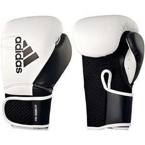 adidas Hybrid 150 Boxing Gloves – Leather Training Boxing Gloves for Men & Women – Kickboxing, Heavy Bag, MMA & Workout Gloves – Available in 10, 12, 14, 16 oz – Black/White, White/Black(WHITE / BLACK)