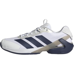 adidas Men’s Adizero Ubersonic 5 Tennis Shoes(White/Dark Blue/Silver Metallic)