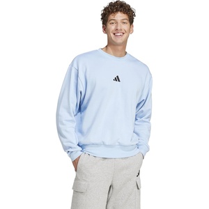 adidas Men’s Essentials FeelCozy Fleece Sweatshirt(Glow Blue/Black)