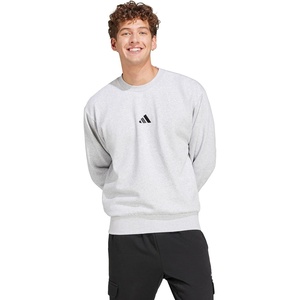 adidas Men’s Essentials FeelCozy Fleece Sweatshirt(Light Grey Heather/Black)