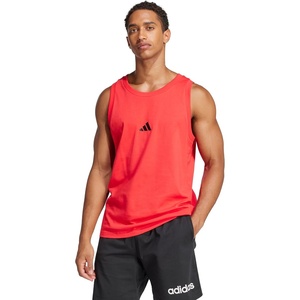 adidas Men’s Essentials Small Logo Single Jersey Tank Top(Pure Ruby/Black)