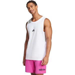 adidas Men’s Essentials Small Logo Single Jersey Tank Top(White/Black)