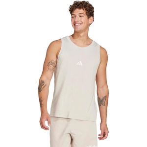 adidas Men’s Essentials Small Logo Single Jersey Tank Top(Wonder Alumina/White)