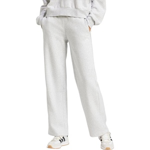 adidas Women’s Essentials Small Logo FeelCozy Open Hem Pants(Light Grey Heather/White)