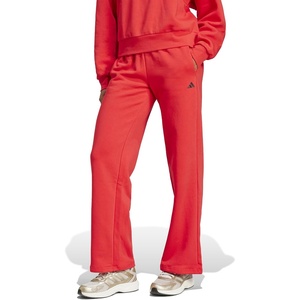 adidas Women’s Essentials Small Logo FeelCozy Open Hem Pants(Pure Ruby/Black)