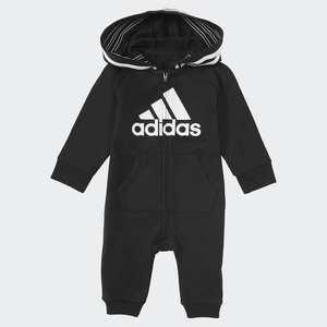 adidas baby-boys Infant Girls’ and Baby Boys’ Long Sleeve Hooded Coverall(Black)