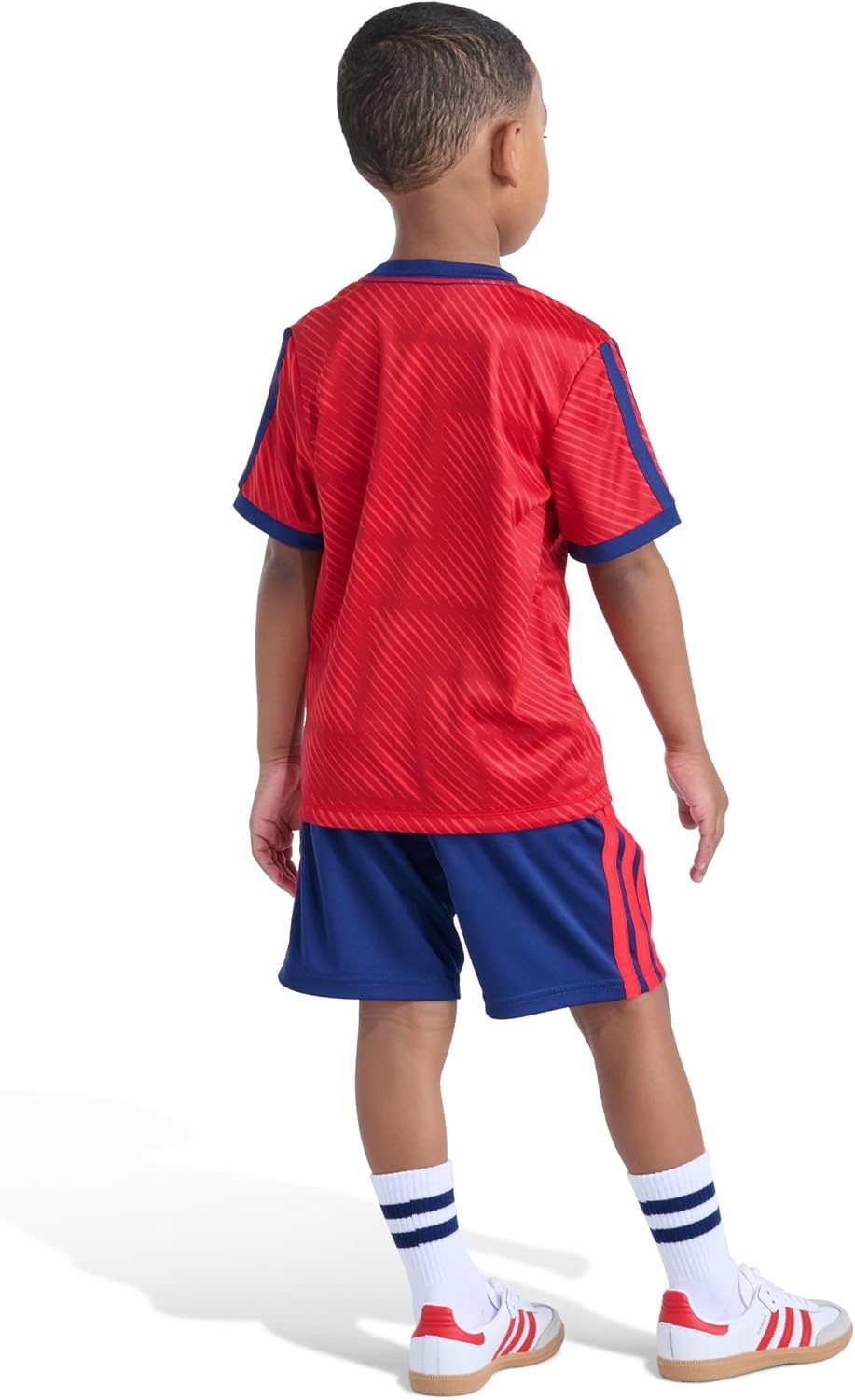 image:imageadidas Boys Short Sleeve 3Stripe Soccer Tee Shirt and Short SetPure Ruby