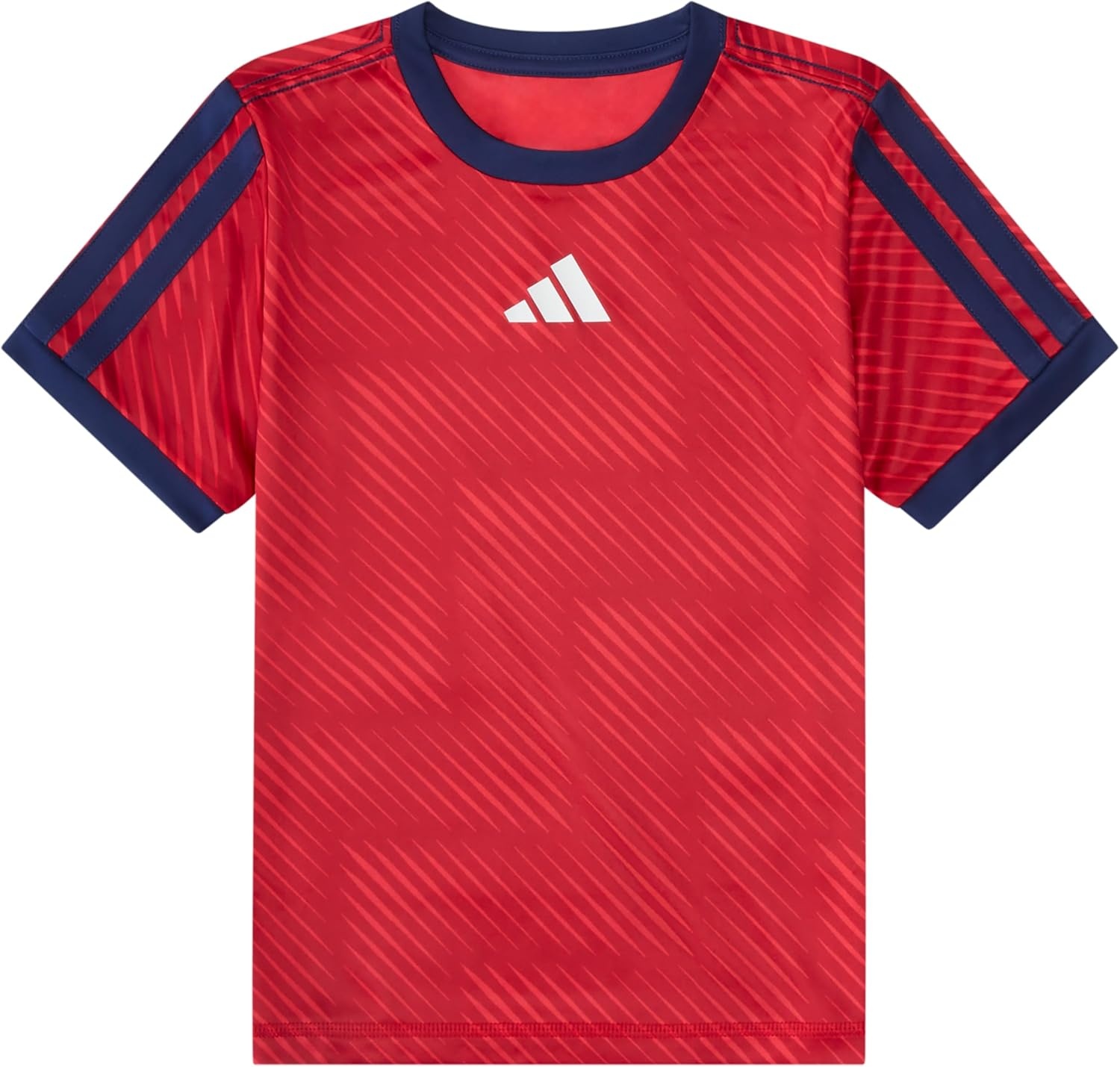 image:imageadidas Boys Short Sleeve 3Stripe Soccer Tee Shirt and Short SetPure Ruby