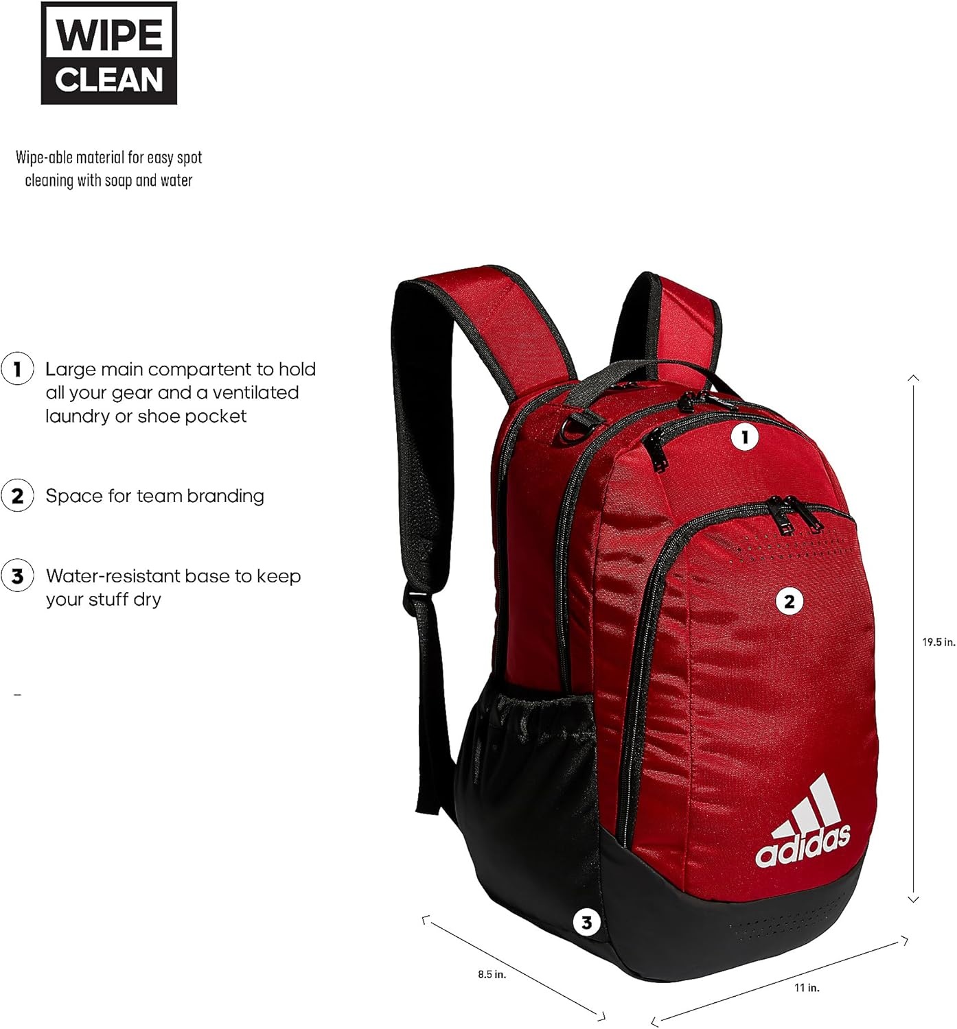 image:imageadidas Defender Sports Backpack with Shoe Compartment Soccer BagTeam Power Red