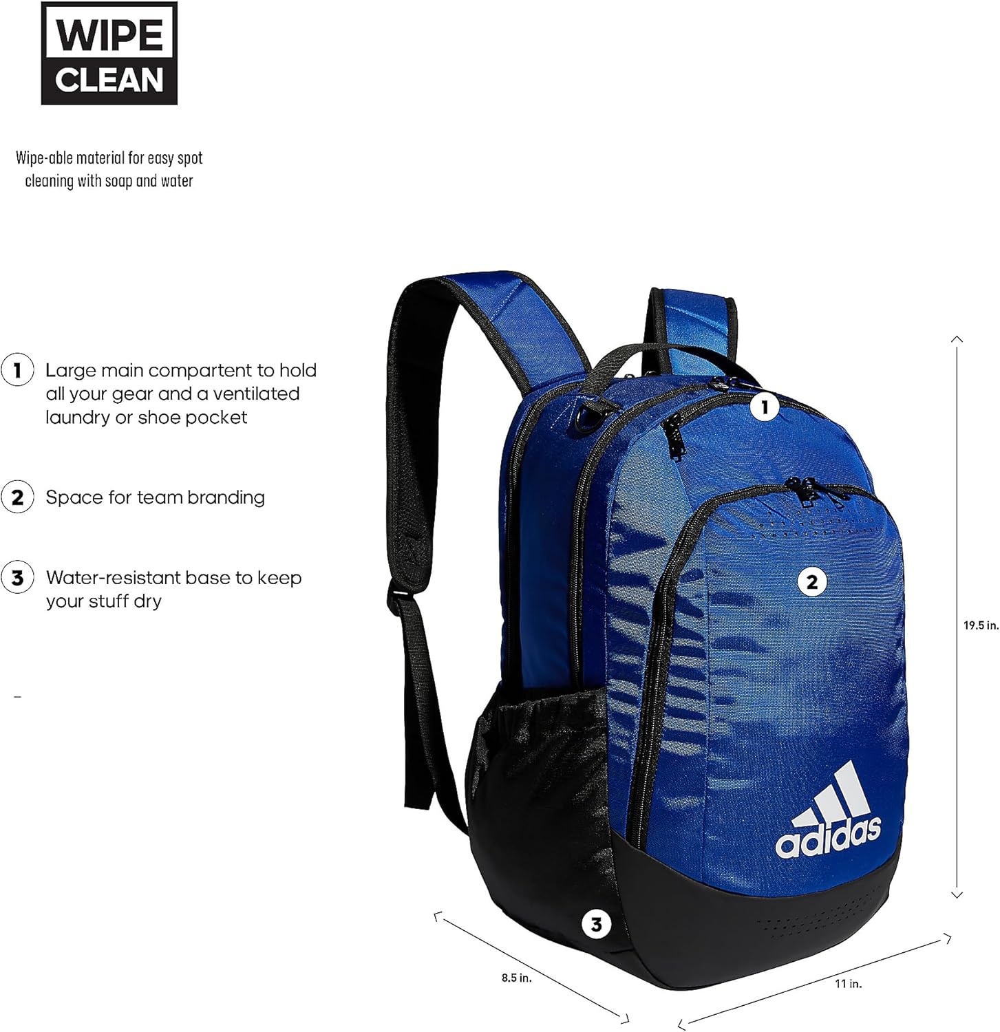 image:imageadidas Defender Sports Backpack with Shoe Compartment Soccer BagTeam Royal Blue