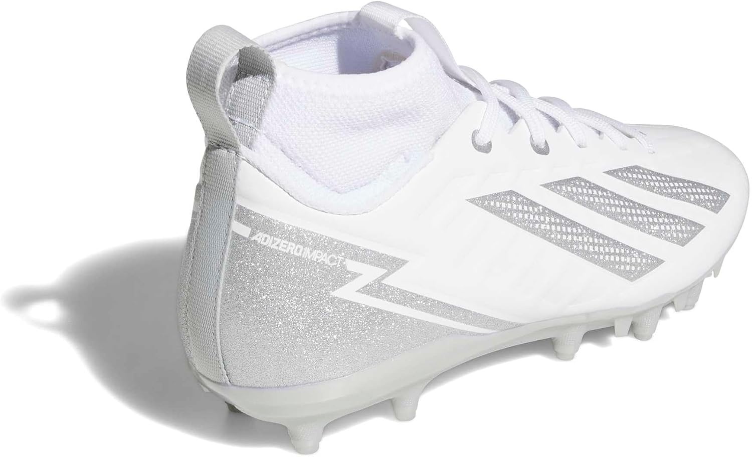 image:imageadidas Kids Adizero Impact2 II American Football Cleats Little KidBig KidWhiteSilver MetallicWhite