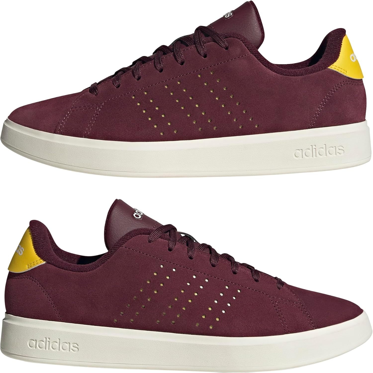 image:imageadidas Mens Advantage 20 Tennis Sneakers Shoes WhiteMaroonUtility YellowOff White