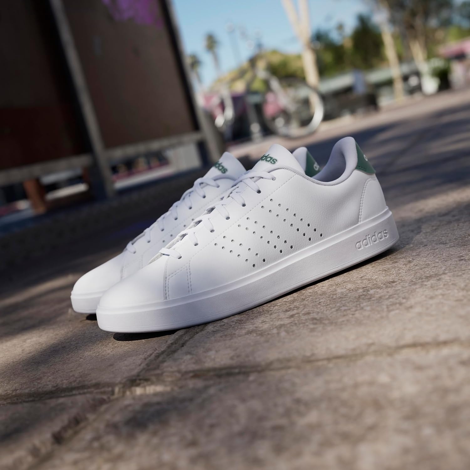 image:imageadidas Mens Advantage 20 Tennis Sneakers Shoes WhiteWhiteBlackCollegiate Green
