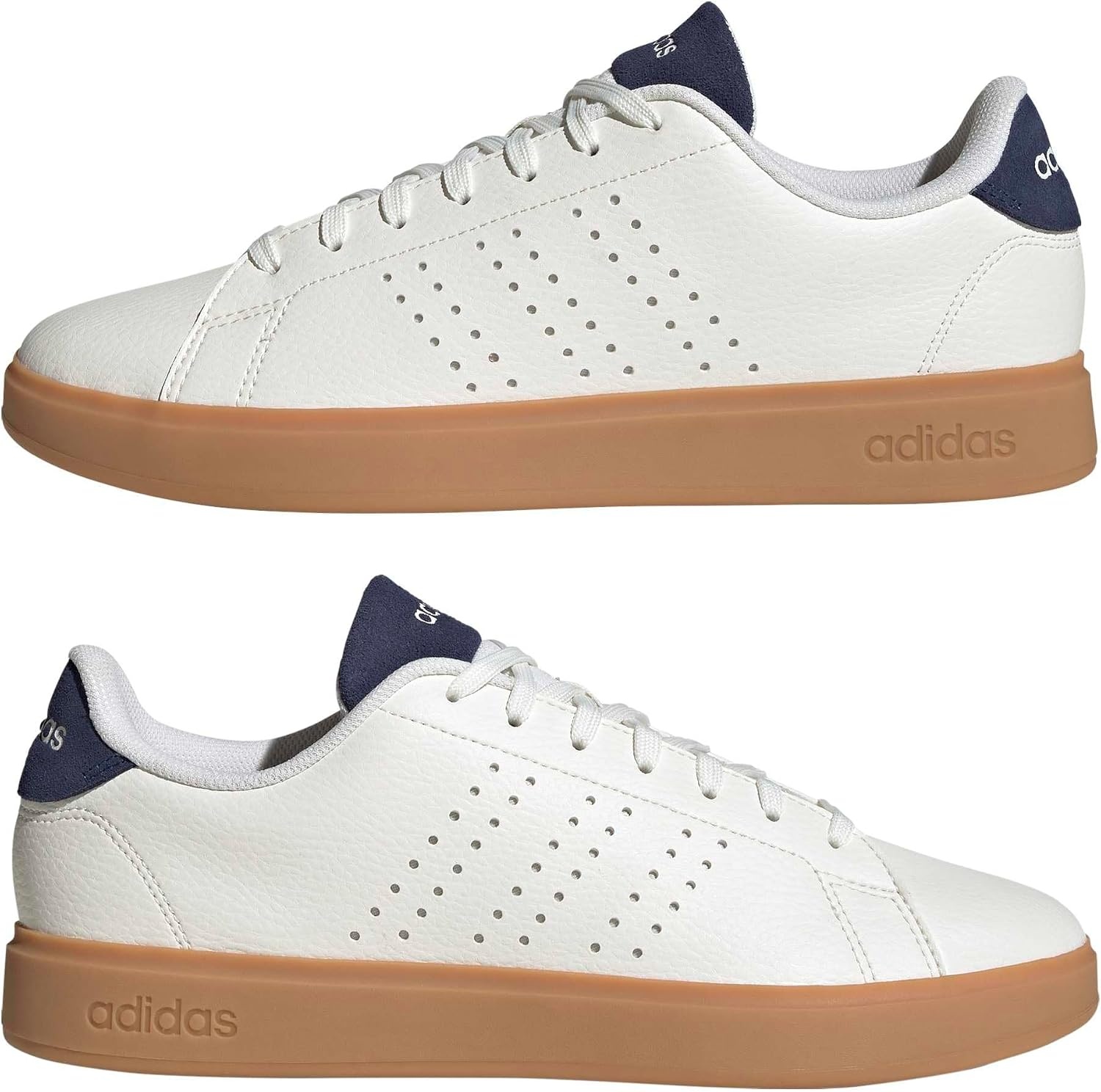 image:imageadidas Mens Advantage 20 Tennis Sneakers Shoes WhiteWhiteWhiteDark Blue
