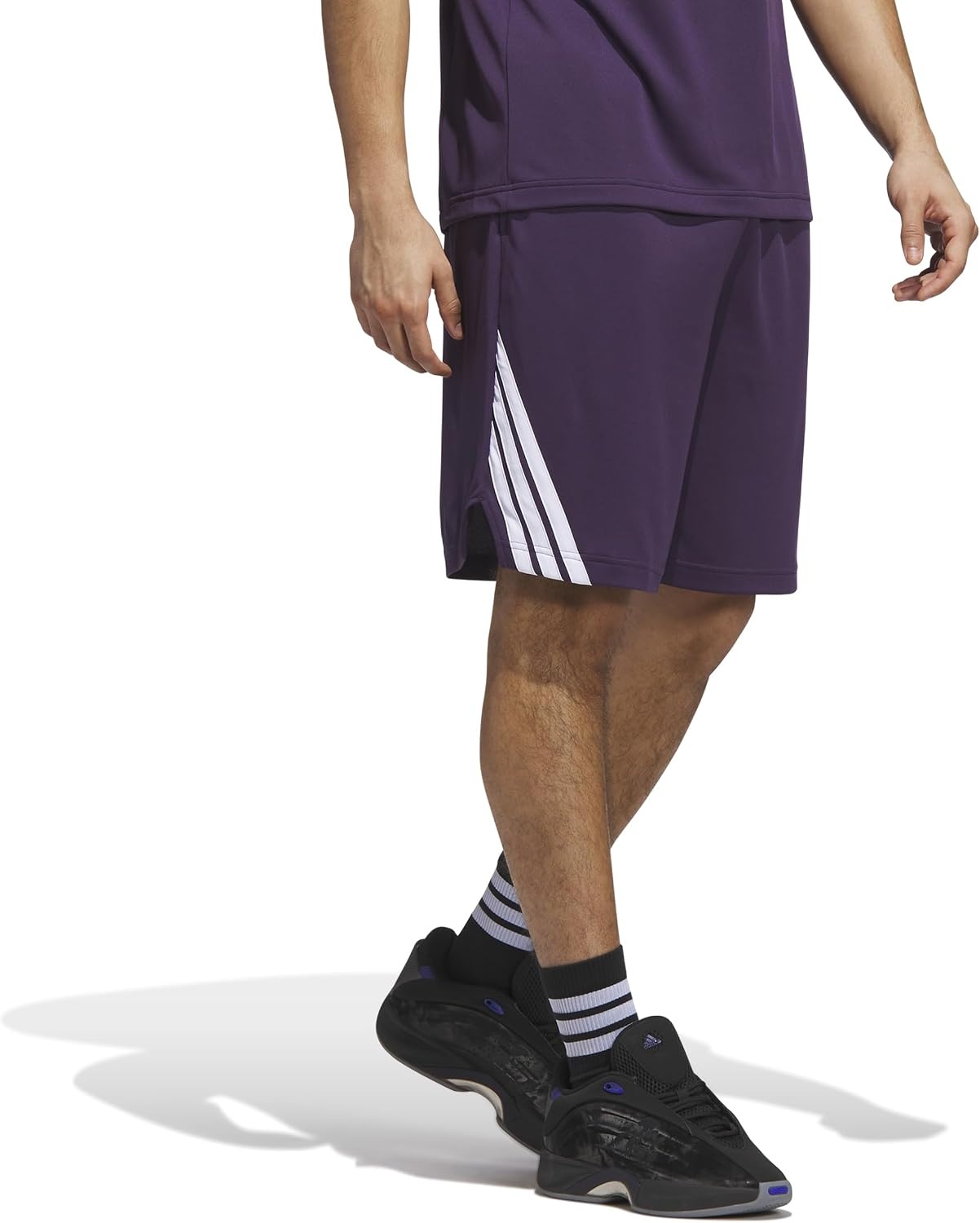 image:imageadidas Originals Mens Basketball Legends 3Stripes ShortsAurora PlumWhite