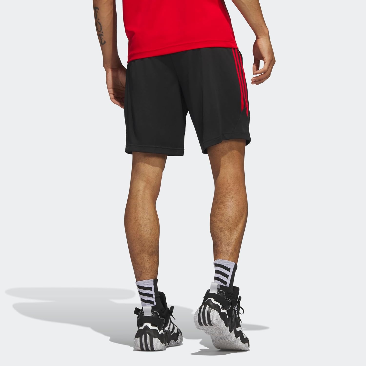image:imageadidas Originals Mens Basketball Legends 3Stripes ShortsBlack Better Scarlet