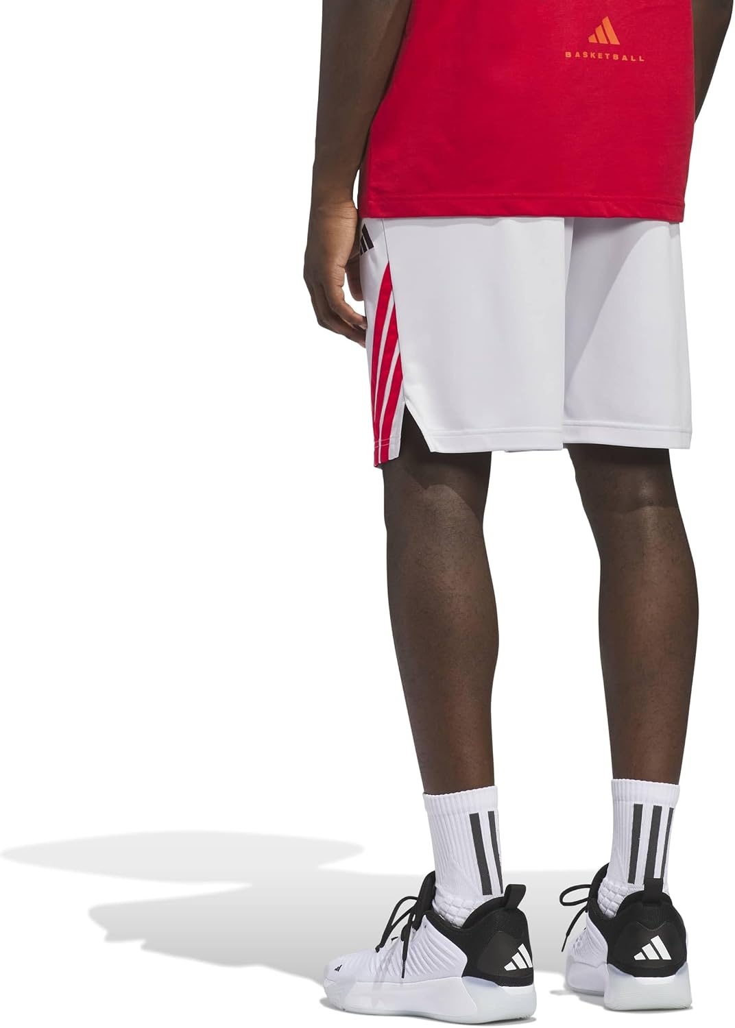 image:imageadidas Originals Mens Basketball Legends 3Stripes ShortsDash GreyPure Ruby