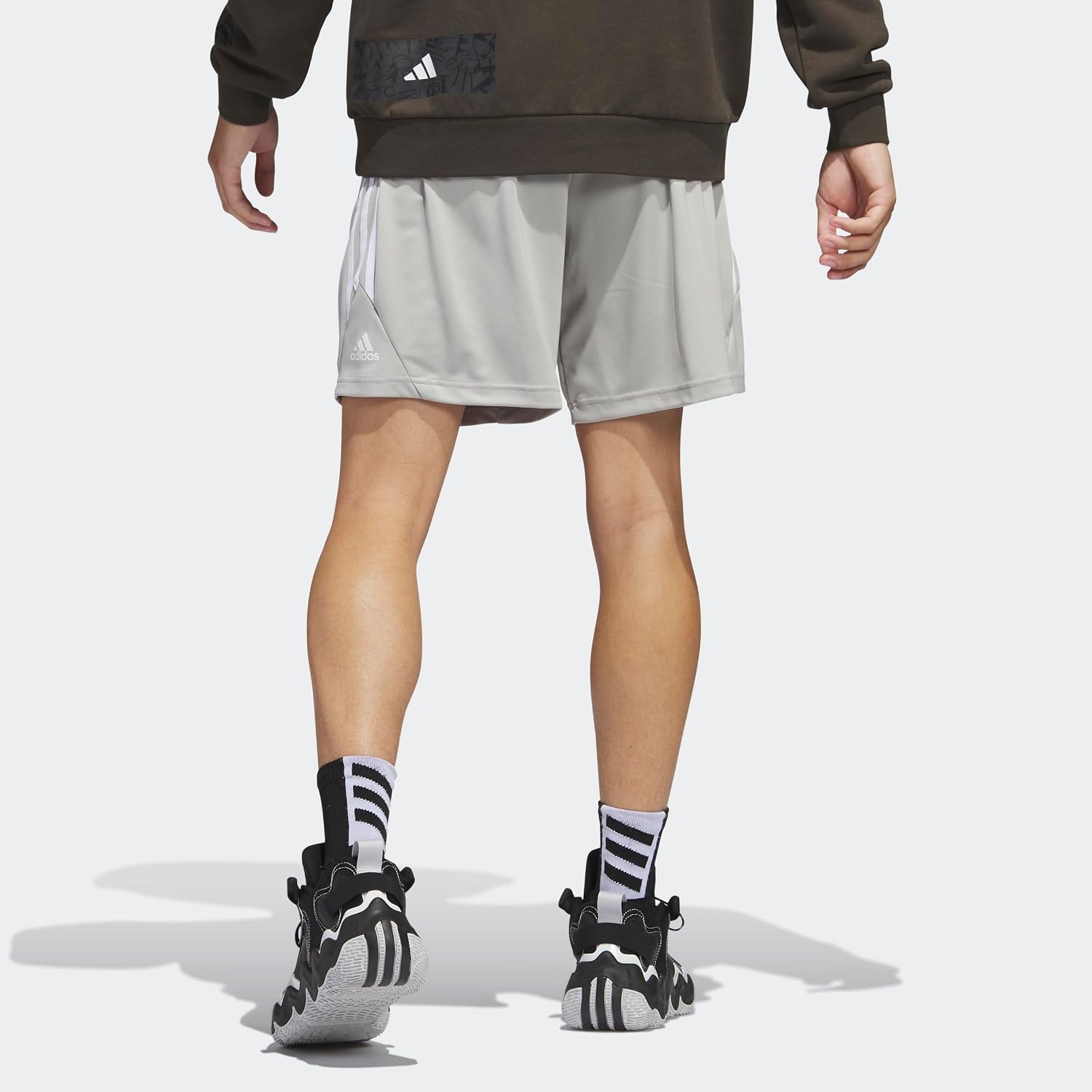 image:imageadidas Originals Mens Basketball Legends 3Stripes ShortsMetal Grey White