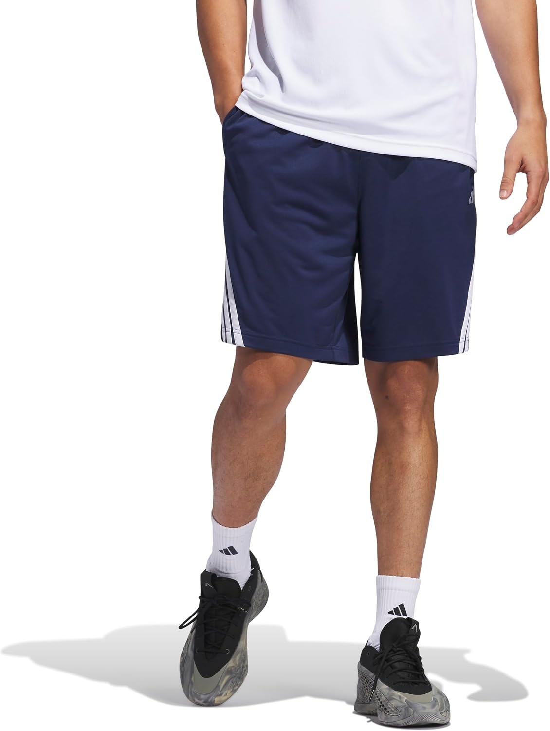 image:imageadidas Originals Mens Basketball Legends 3Stripes ShortsTeam Navy BlueWhite