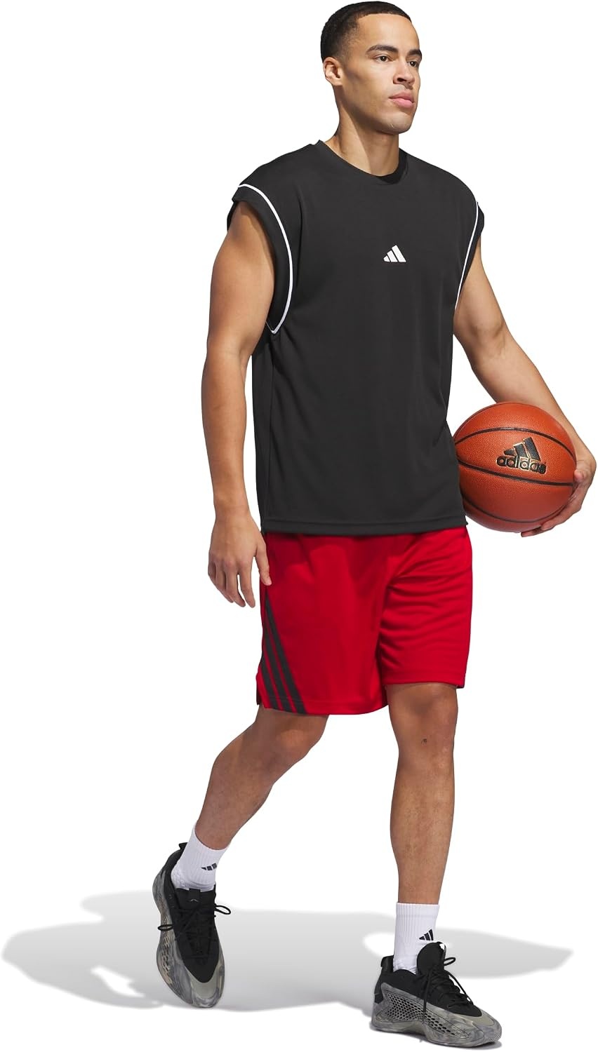 image:imageadidas Originals Mens Basketball Legends 3Stripes ShortsTeam Power RedBlack