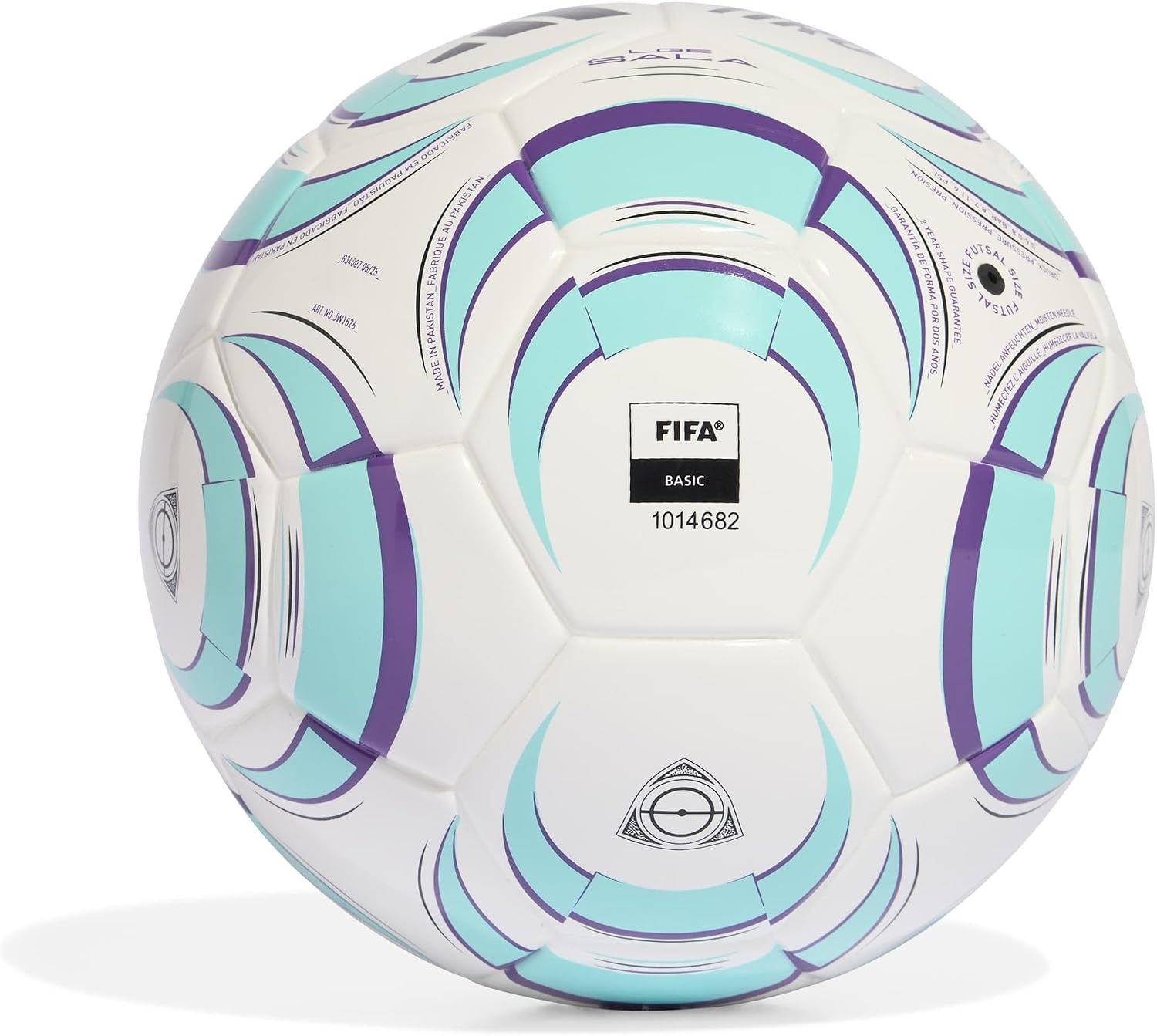 image:imageadidas Tiro Soccer BallWhiteBlackFlash AquaActive PurpleLeague Sala