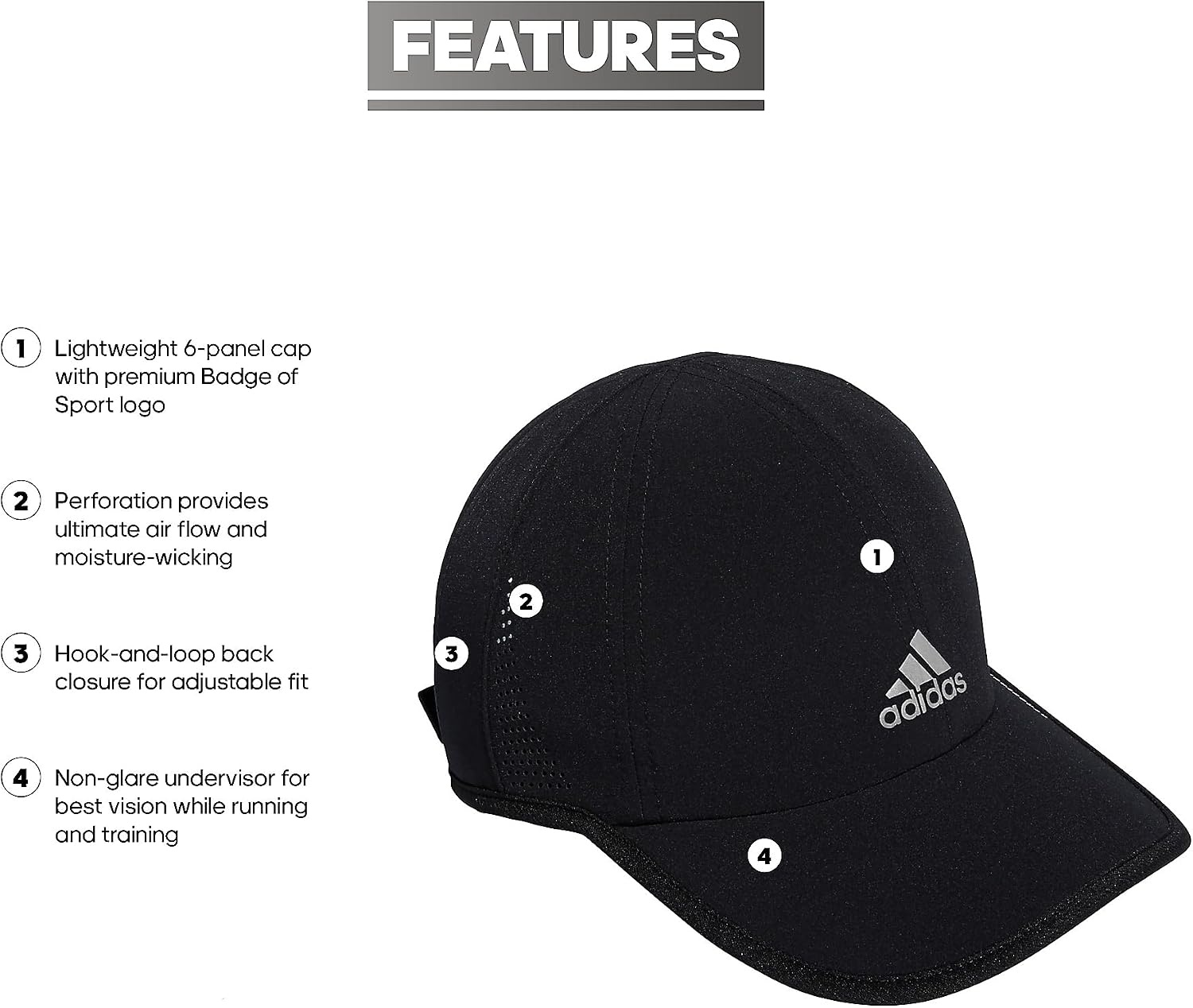 image:imageadidas Unisex Adult Superlite Hat Lightweight Athletic Cap for Boys amp GirlsBlackWhite20