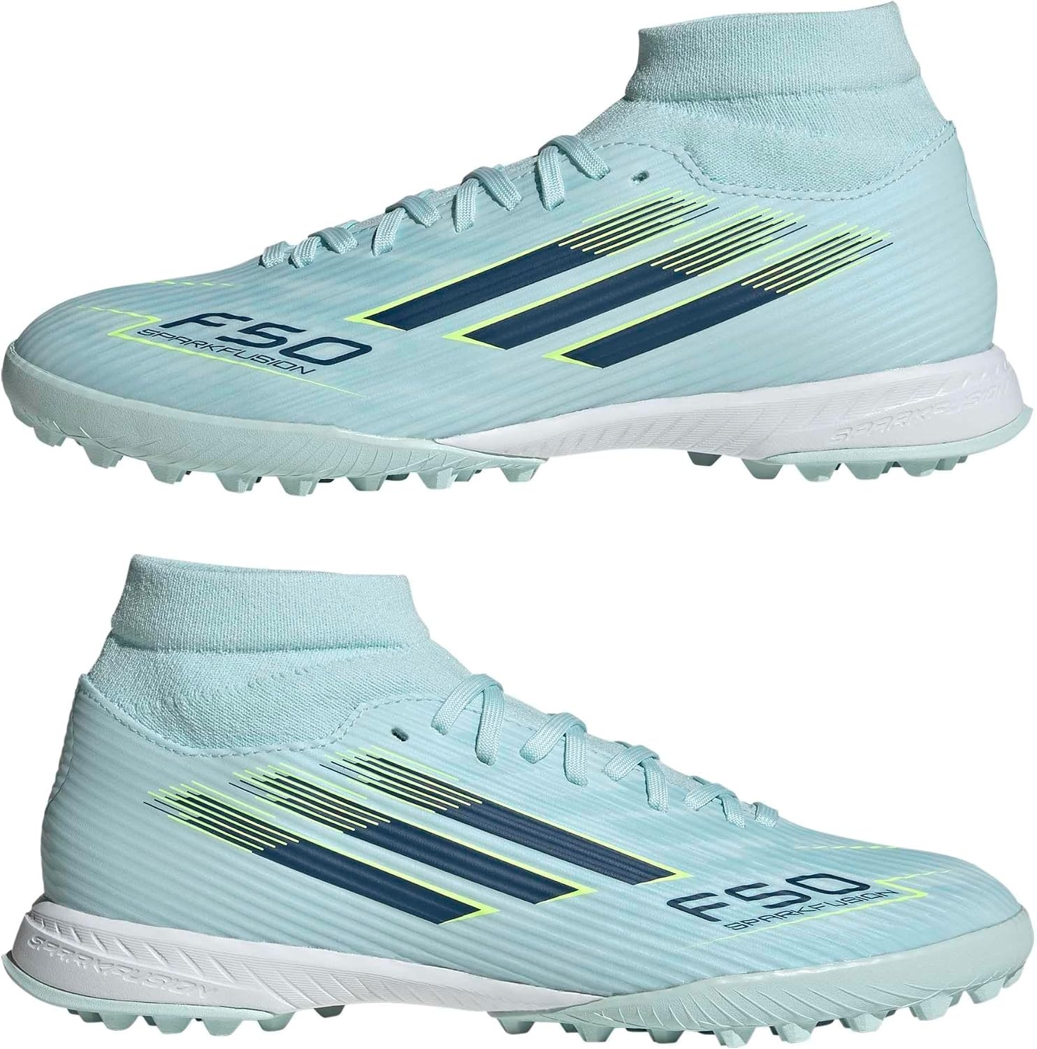 image:imageadidas Womens F50 Sparkfusion League Firm GroundArtificial Ground Soccer Cleats PurpleAlmost BlueDusky PetrolYellow