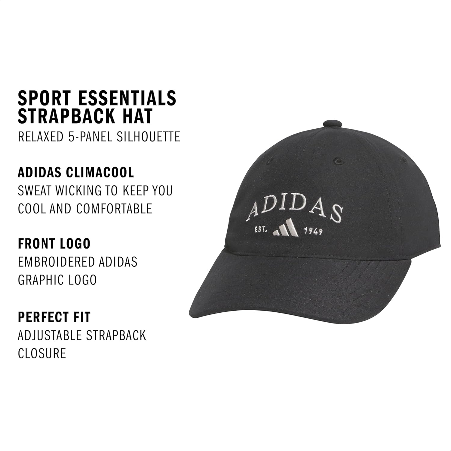image:imageadidas Womens Sport Essentials Baseball Cap Athletic Relaxed Strapback HatBlackWonder Alumina Grey