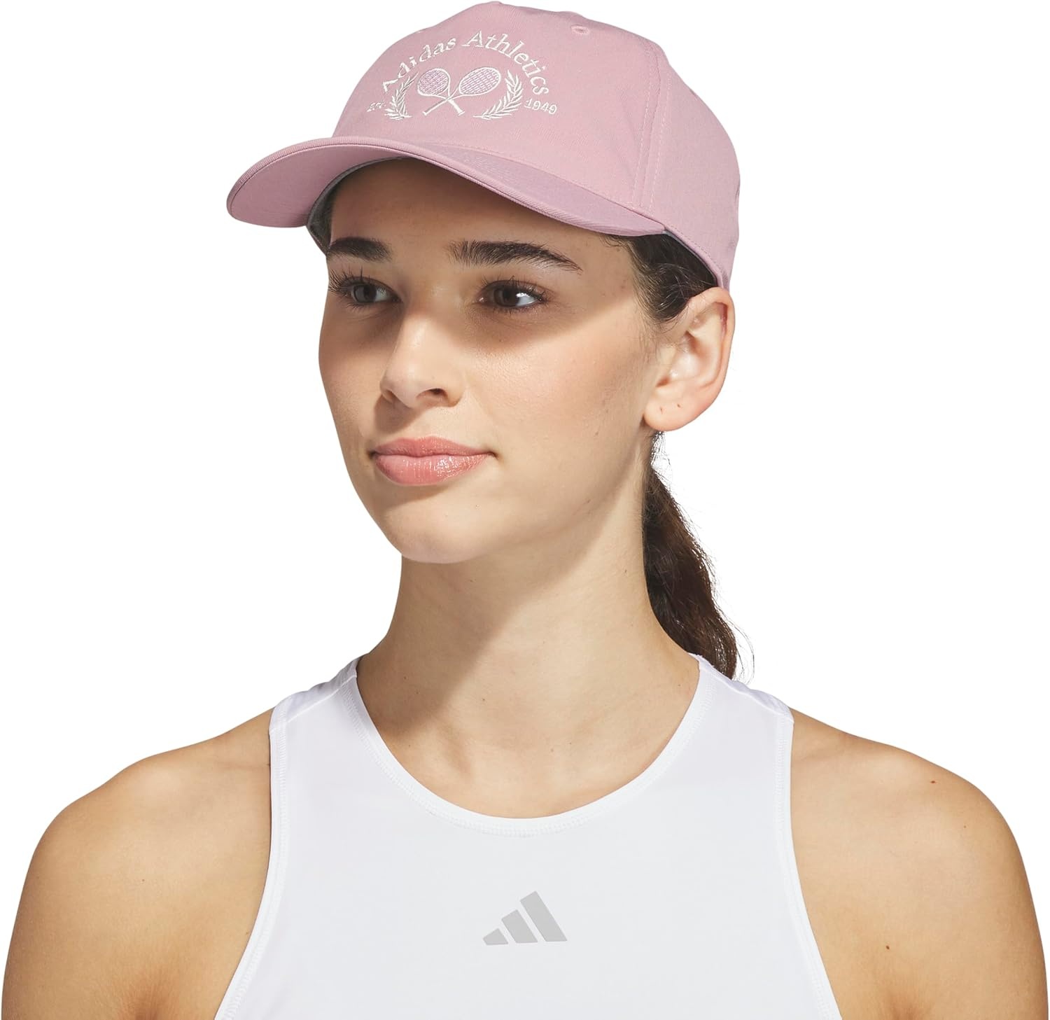 image:imageadidas Womens Sport Essentials Baseball Cap Athletic Relaxed Strapback HatMagic Mauve PurpleWonder Alumina GreyWhite