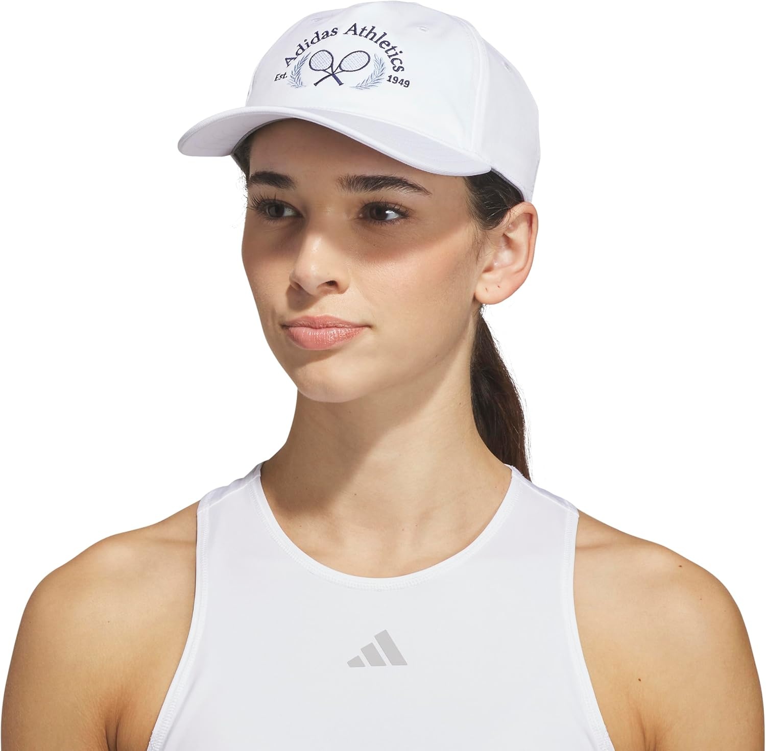 image:imageadidas Womens Sport Essentials Baseball Cap Athletic Relaxed Strapback HatWhiteDark BlueGlow Blue
