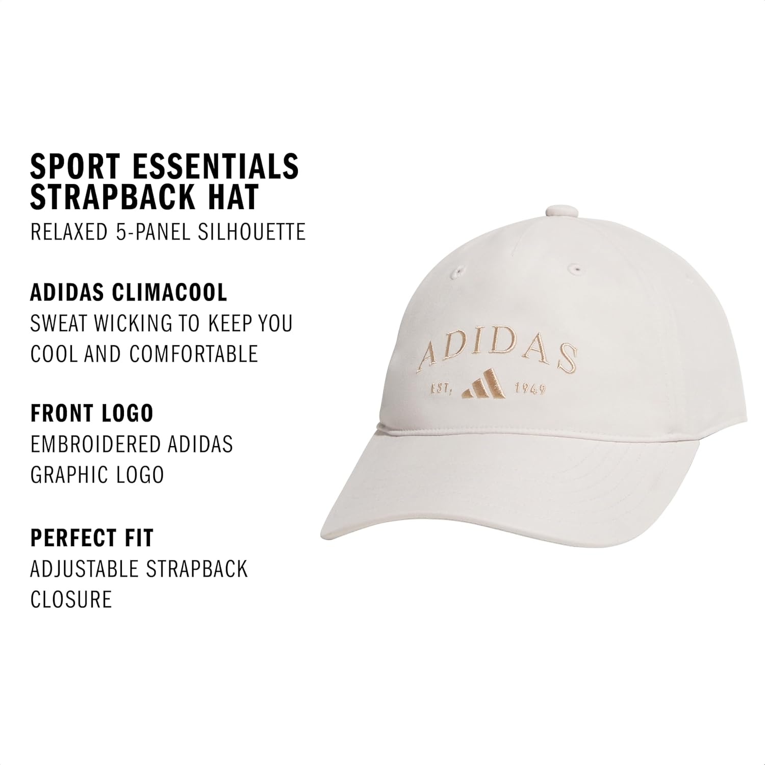 image:imageadidas Womens Sport Essentials Baseball Cap Athletic Relaxed Strapback HatWonder Alumina GreyWarm Sandstone Beige