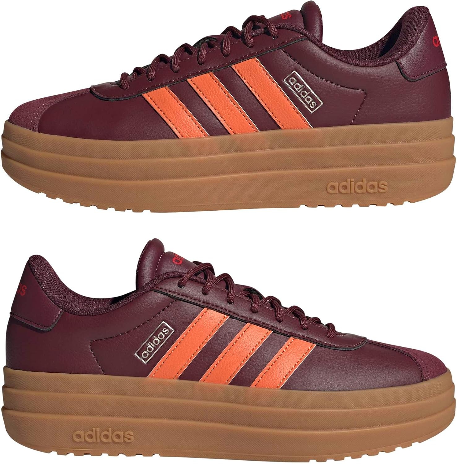 image:imageadidas Womens Vl Court Bold SneakerMaroonDusky OrangePure Ruby