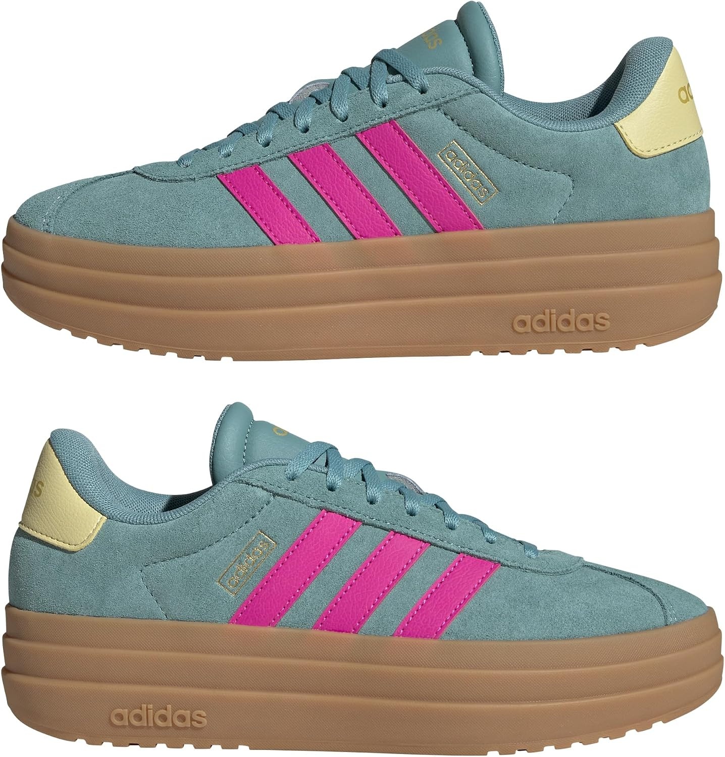 image:imageadidas Womens Vl Court Bold SneakerPowder TealShock PinkPowder Yellow