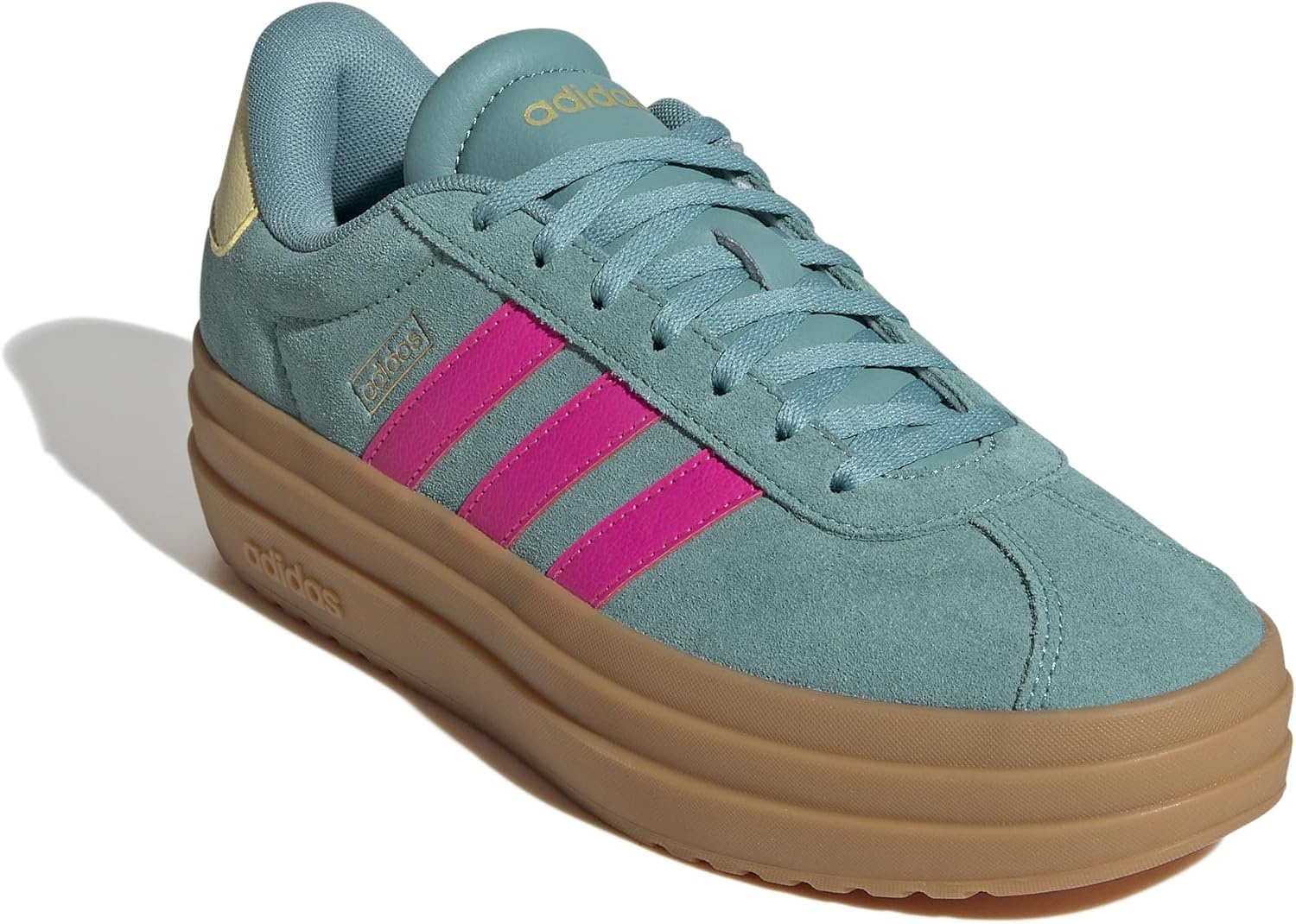 image:imageadidas Womens Vl Court Bold SneakerPowder TealShock PinkPowder Yellow