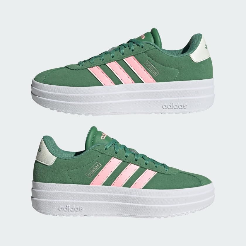 image:imageadidas Womens Vl Court Bold SneakerPreloved GreenPink SparkIvory