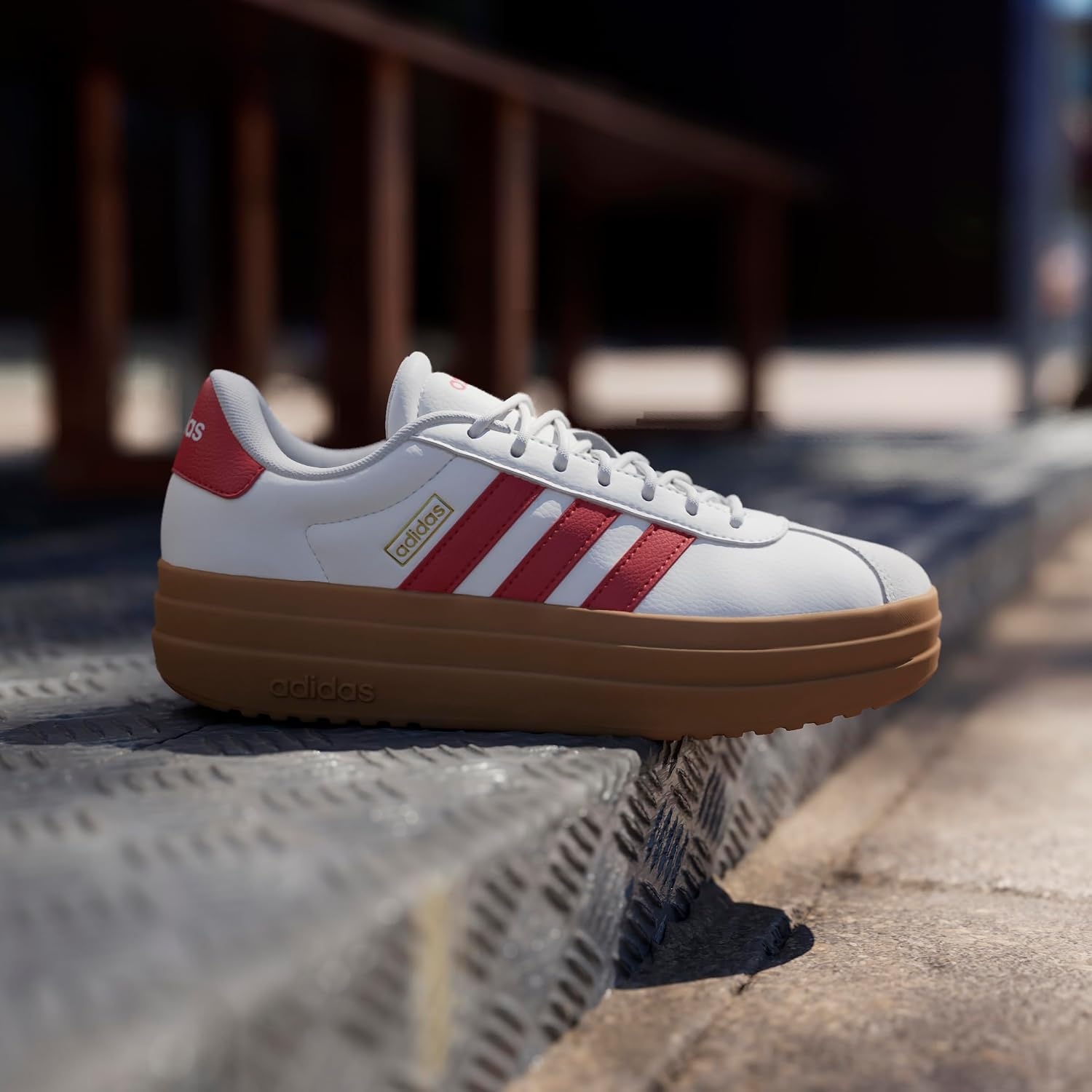 image:imageadidas Womens Vl Court Bold SneakerWhiteBetter ScarletGold Metallic