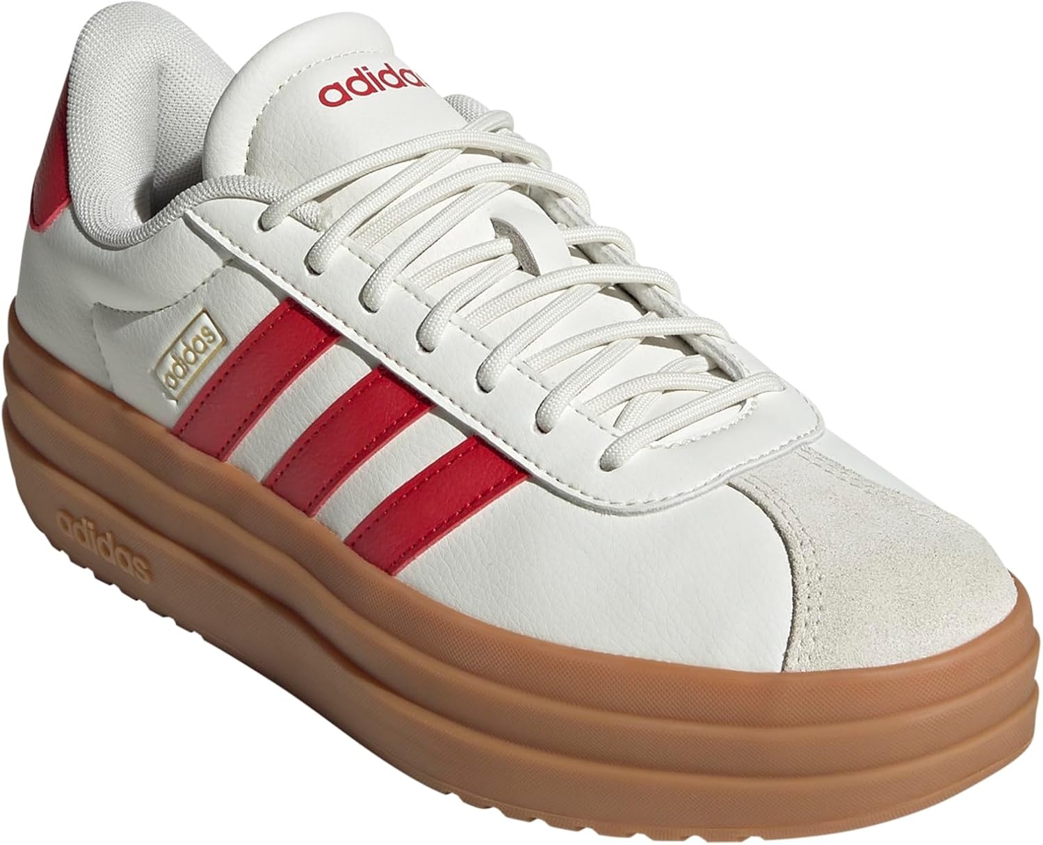 image:imageadidas Womens Vl Court Bold SneakerWhiteBetter ScarletGold Metallic