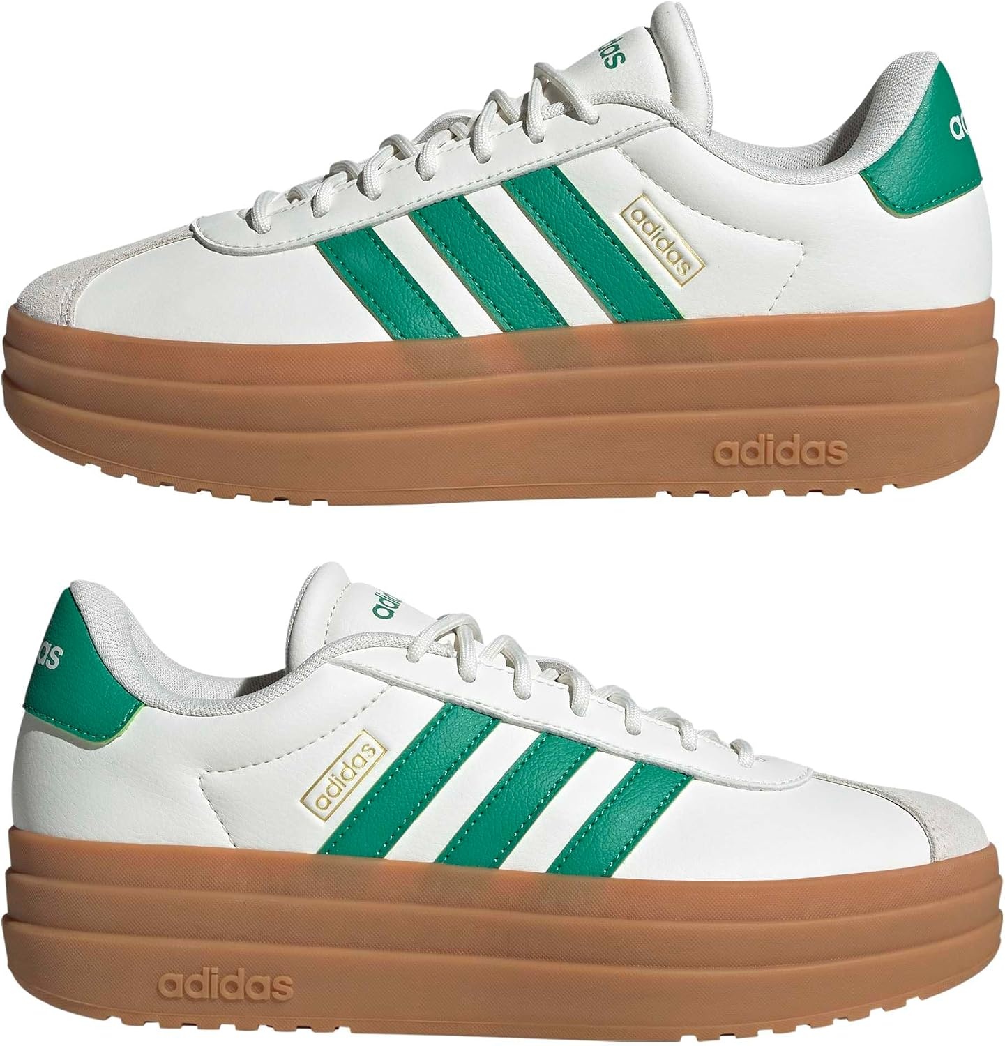 image:imageadidas Womens Vl Court Bold SneakerWhiteCourt GreenGold Metallic